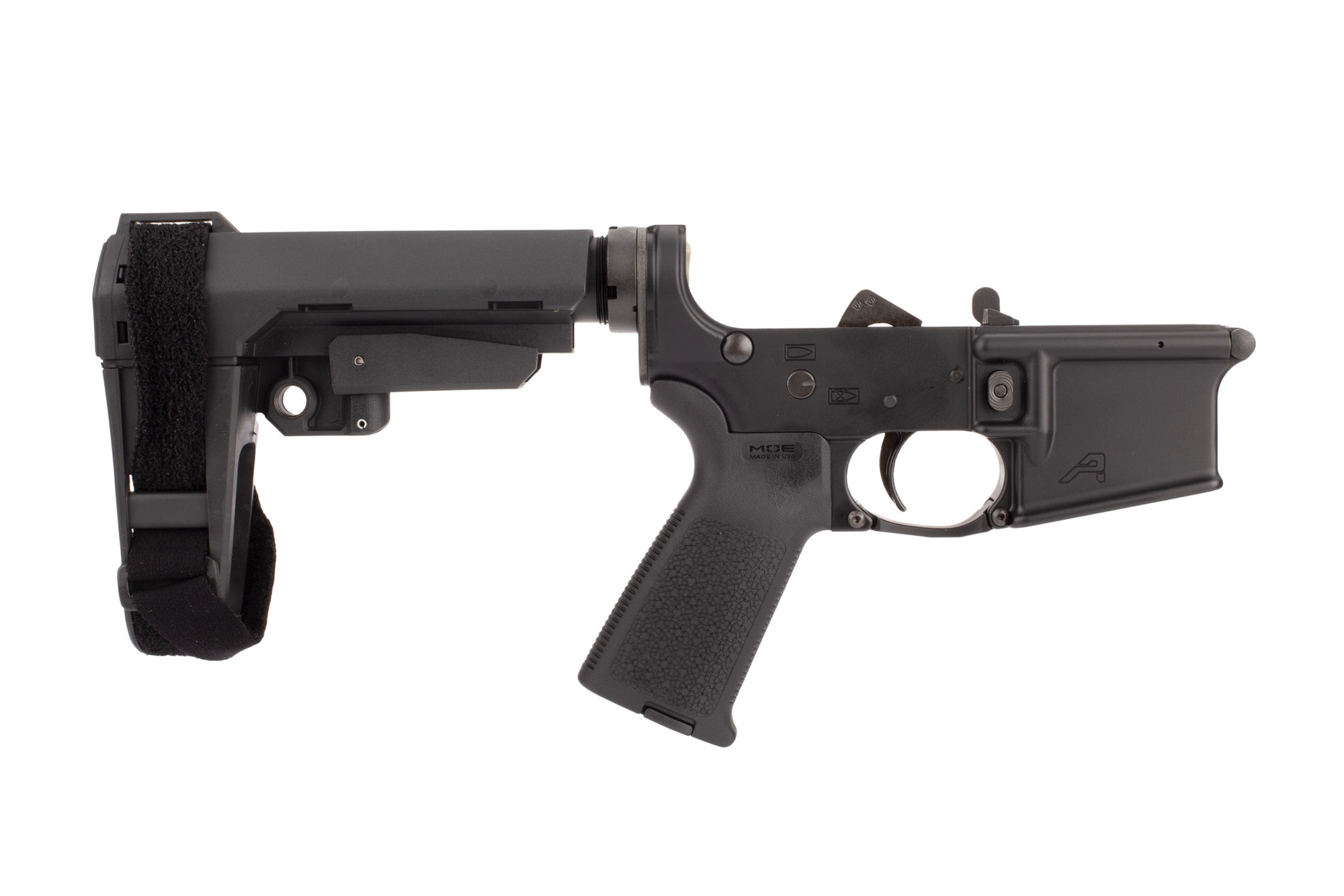 Aero Precision AR15 Pistol Complete Lower Receiver w/ MOE Grip &amp; SBA3 Brace - Anodized/Black