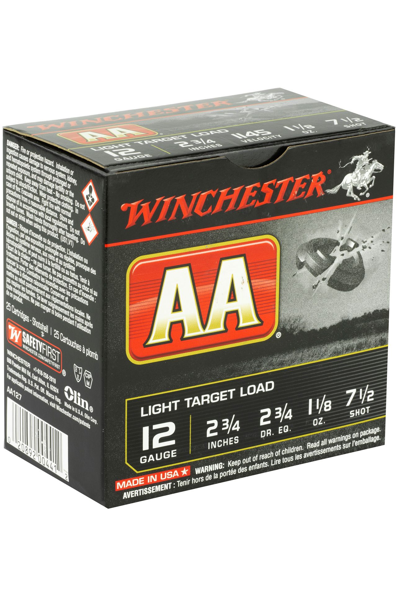 Winchester Ammo AA127 AA Light Target Load 12 Gauge 2 75 1 1 8 Oz 7 5 