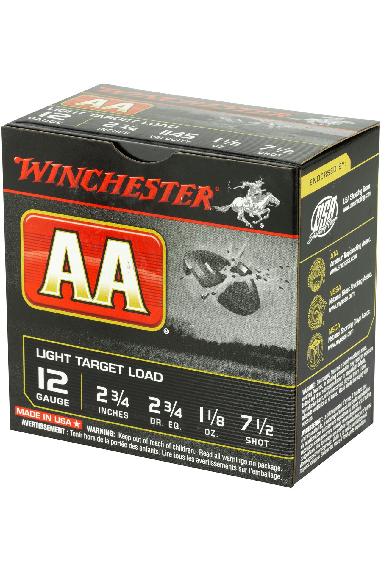 Winchester Ammo AA127 AA Light Target Load 12 Gauge 2 75 1 1 8 Oz 7 5 