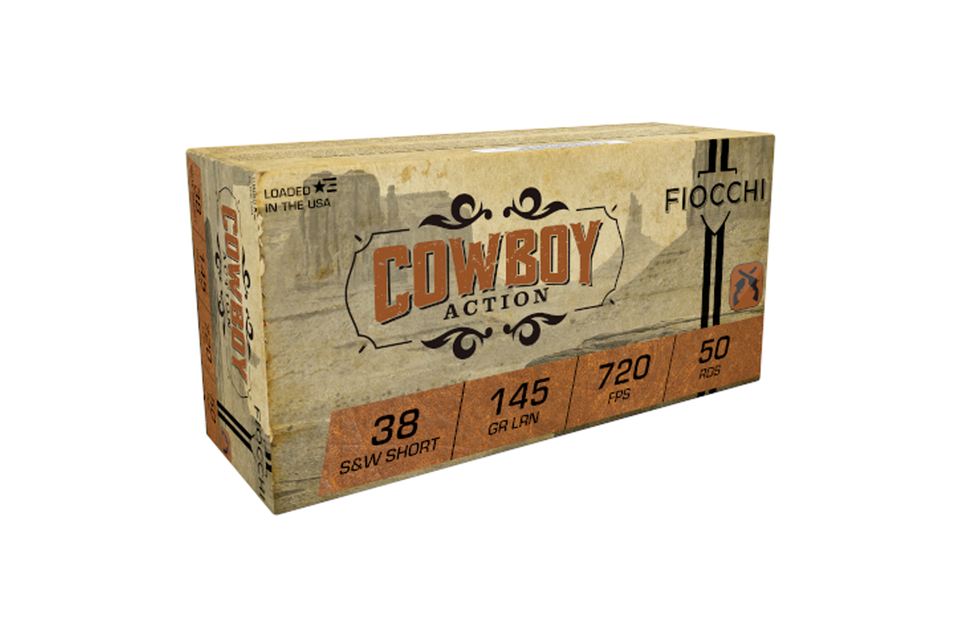 Fiocchi Fiocchi 38SWSHL Cowboy Action 38 S&W Short 145 gr Lead Round Nose (LRN) Handgun Ammo - 50 Rounds