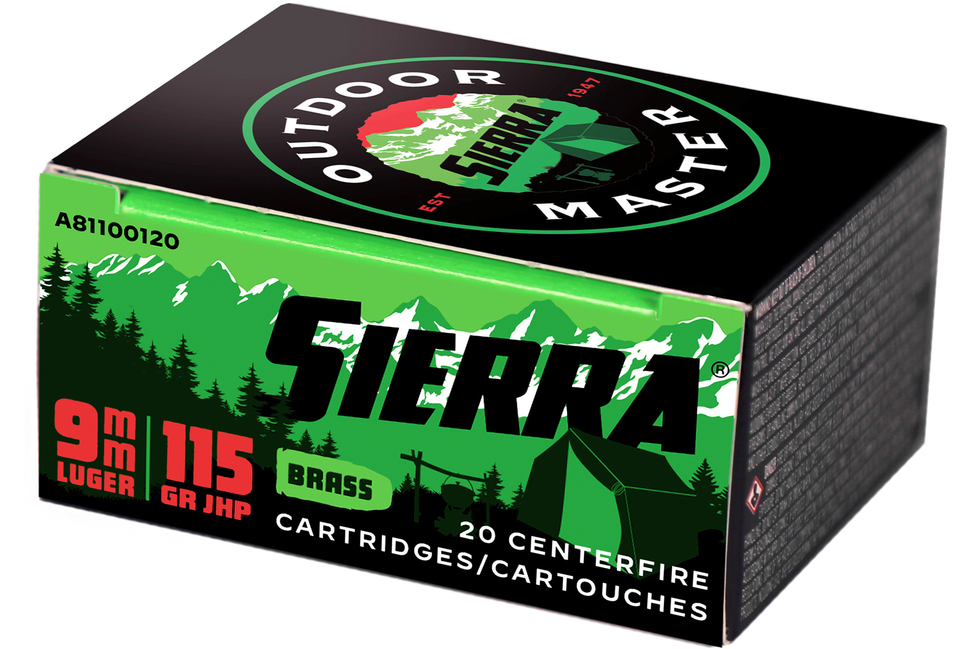 Sierra Sierra Bullets Outdoor Master 9MM 115Gr Jacketed Hollow Point Handgun Ammo - 20 Rounds