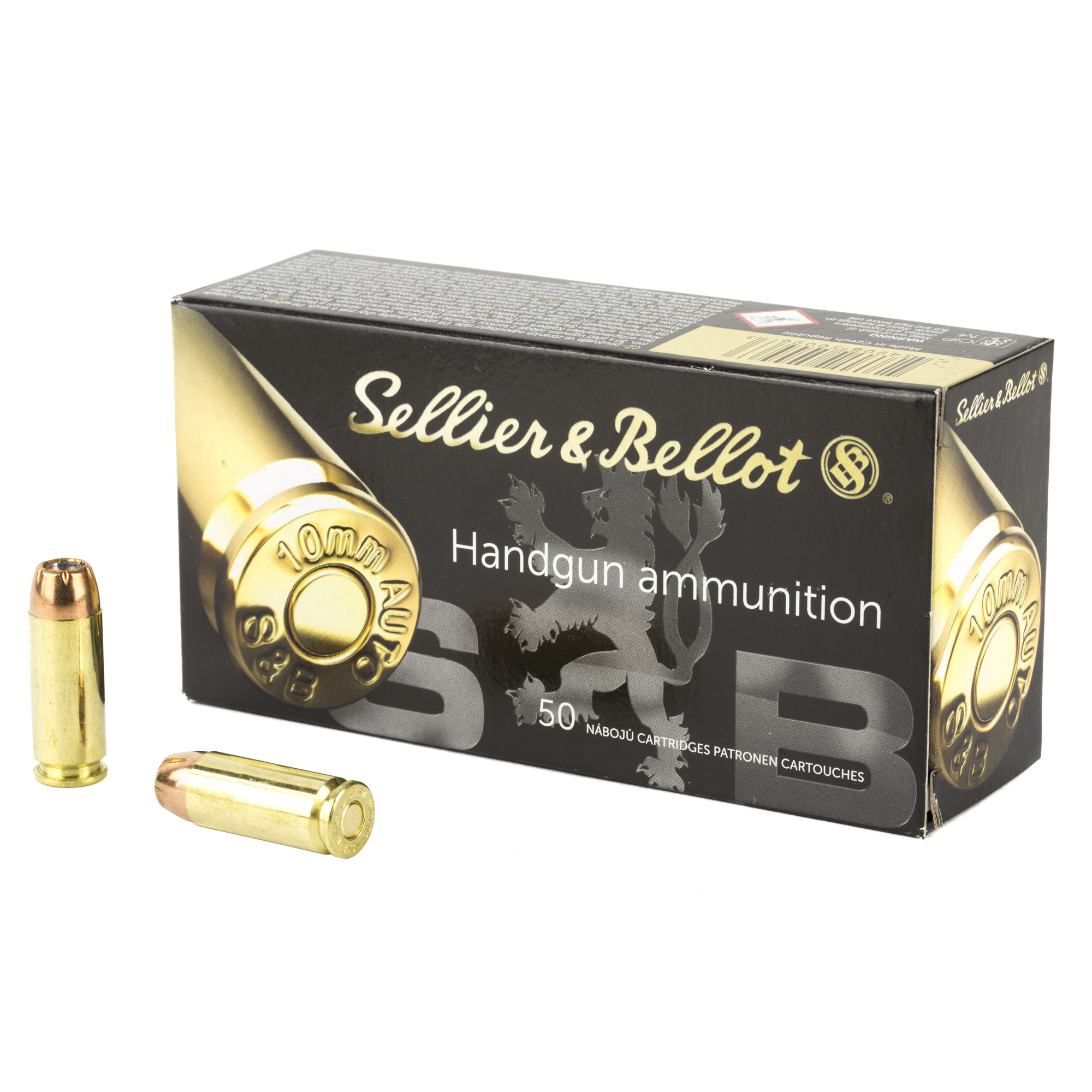Sellier & Bellot Pistol 10MM 180Gr Jacketed Hollow Point Handgun Ammo - 50 Rounds