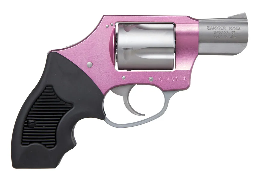 Charter Arms, The Pink Lady, DAO Revolver, 38 Spl, 2", Aluminum Receiver, Anodized Finish, Pink and Silver, Rubber Grip, Fixed Sights, 5 Rds, Hammerless