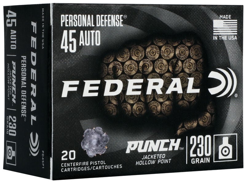 Federal PD45P1 Punch .45acp 230gr JHP Handgun Ammo - 20 Rounds