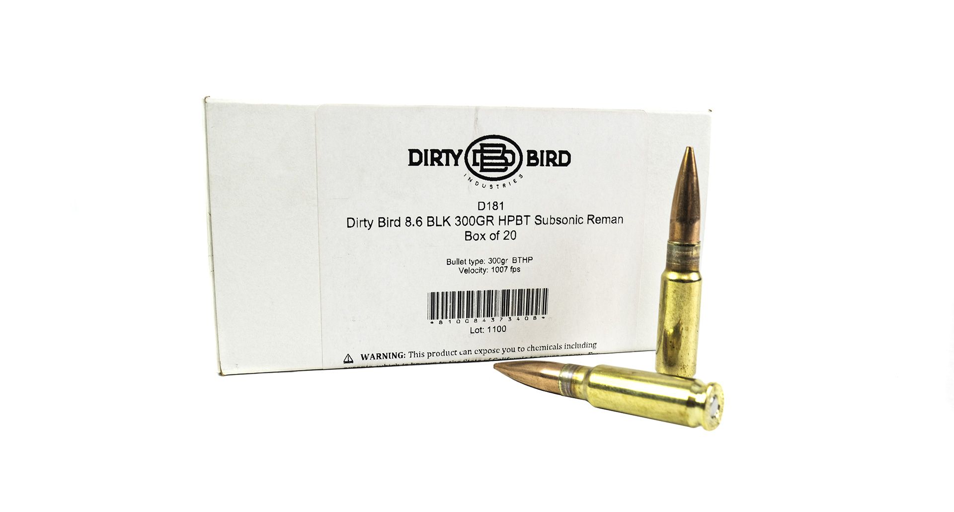 Dirty Bird 8.6 BLK 300GR HPBT Subsonic Reman Ammo – 20 Rounds