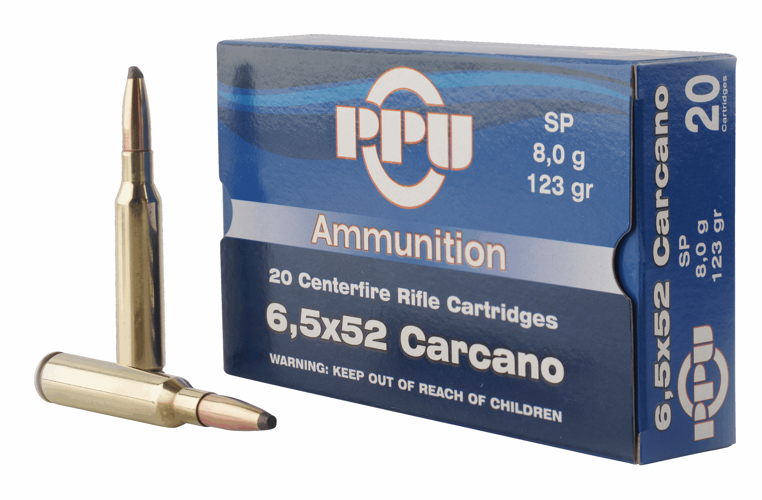 PPU PP6CS Metric Rifle 6.5x52mm Carcano 123 gr 2690 fps Soft Point (SP) Rifle Ammo - 20 Rounds