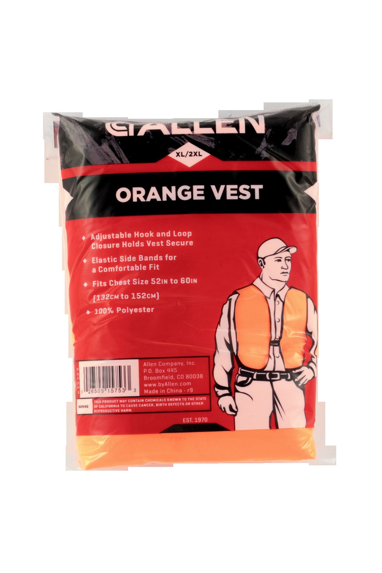Allen 15753 Safety Vest 2XL Orange Polyester