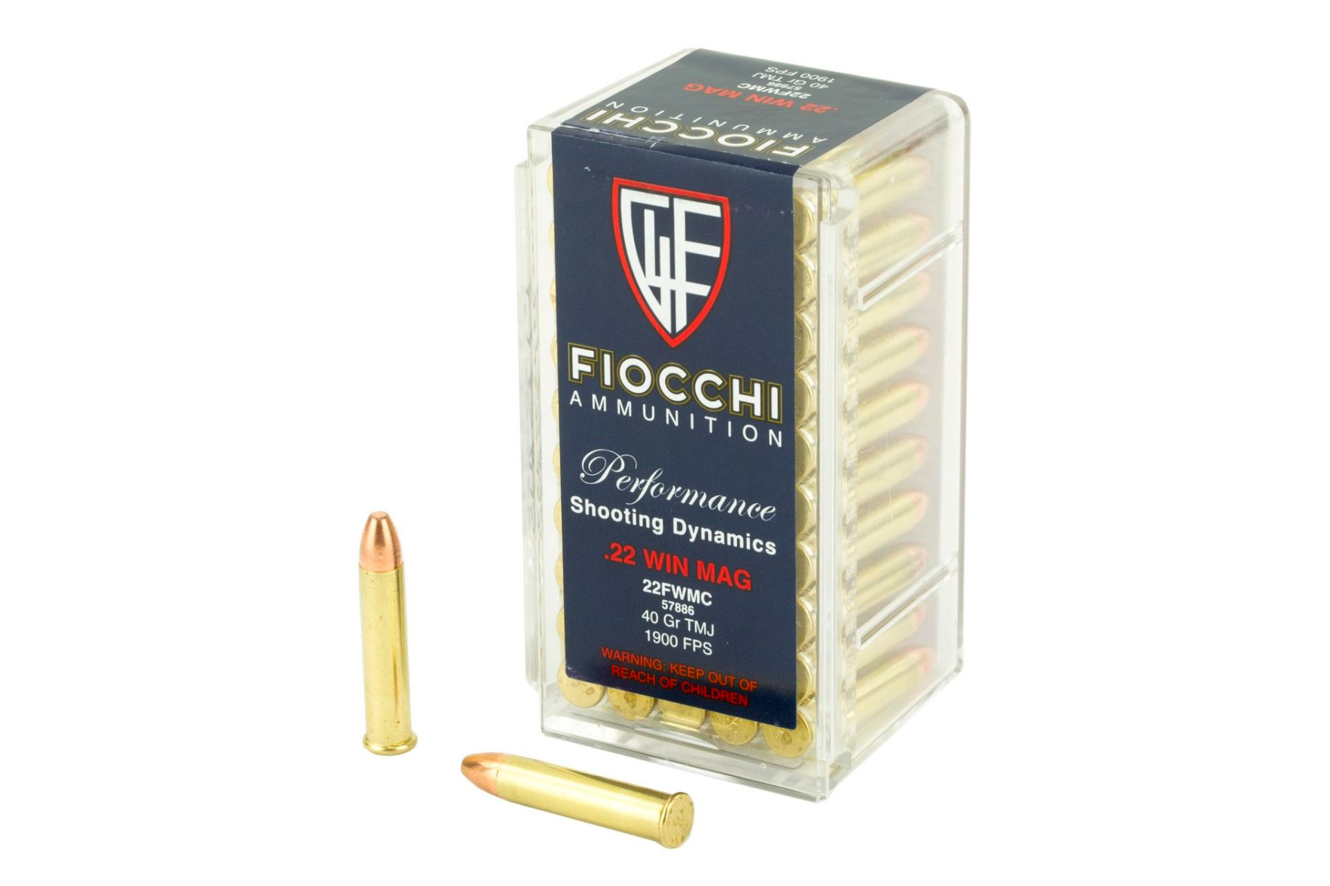 Fiocchi Fiocchi 22 WMR 22FWMC 40 Gr TMJ Ammo Rimfire Ammo - 50 Rounds