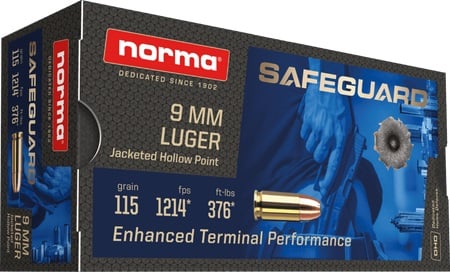 Norma Norma Safeguard 9mm JHP 115 Gr Handgun Ammo - 50 round box