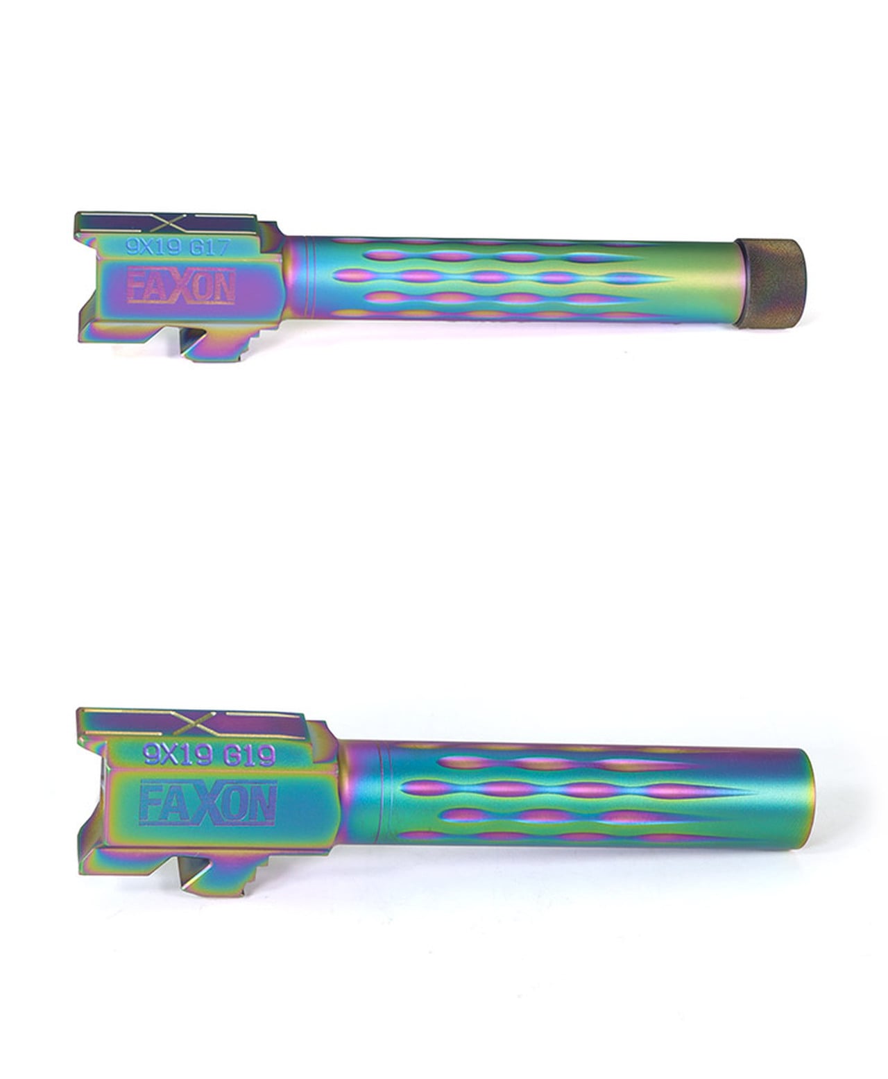 Faxon Firearms FAXON Firearms Flame Fluted Match Barrel for Glock 19 Gen 1-5 - Chameleon PVD