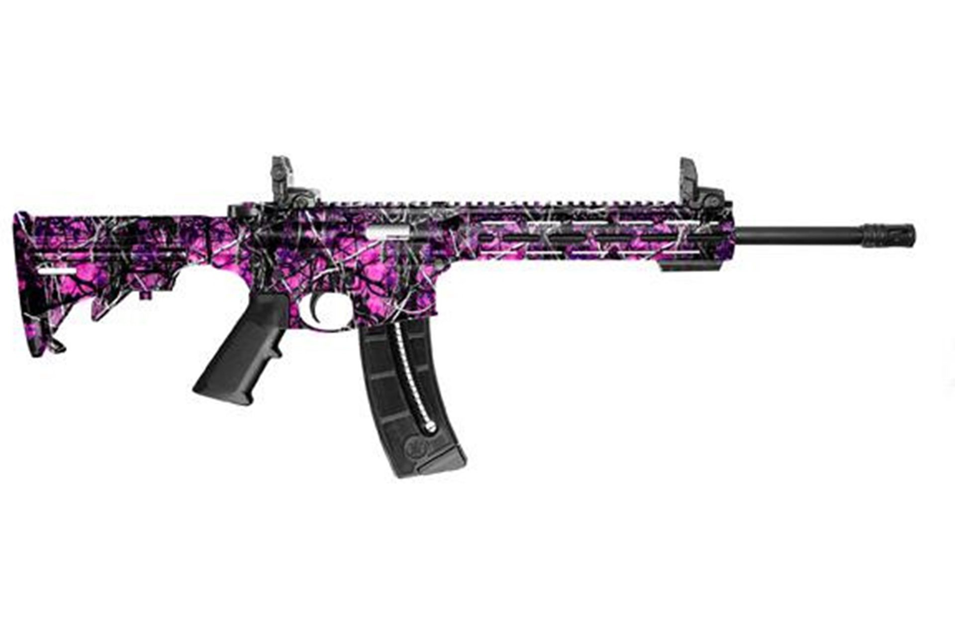 Smith & Wesson M&P15-22 Sport M-LOK Muddy Girl 22 Long Rifle Semi Auto Rifle - Blue/Black, 16.5" Barrel, 25+1 Rounds, Synthetic