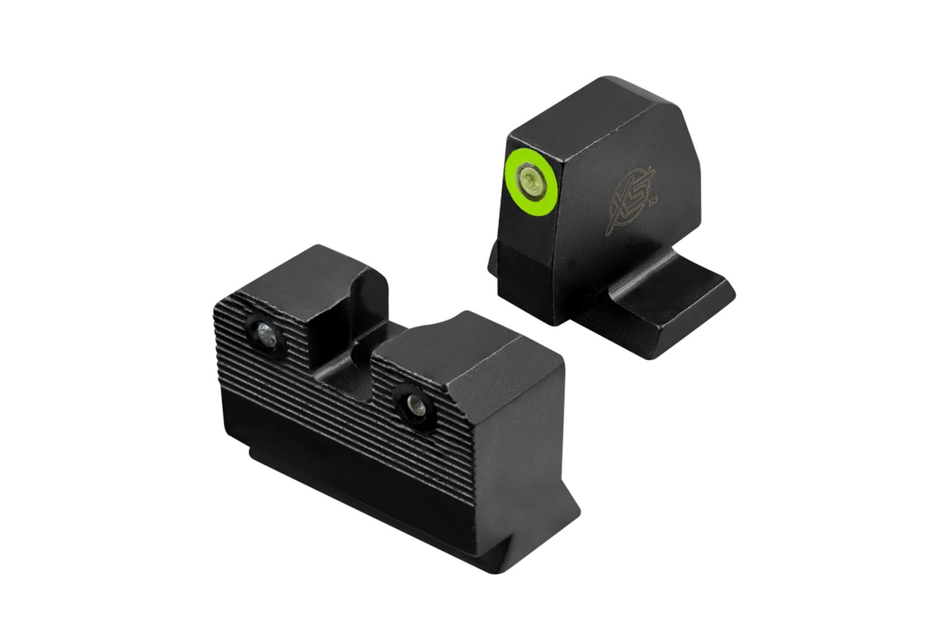 XS Sights, SW-R205P-6G R3D 2.0, Suppressor Height Night Sight, For S&W M&P OR Full Size & Compact, Green Front Outline, Green Tritium Front/Rear