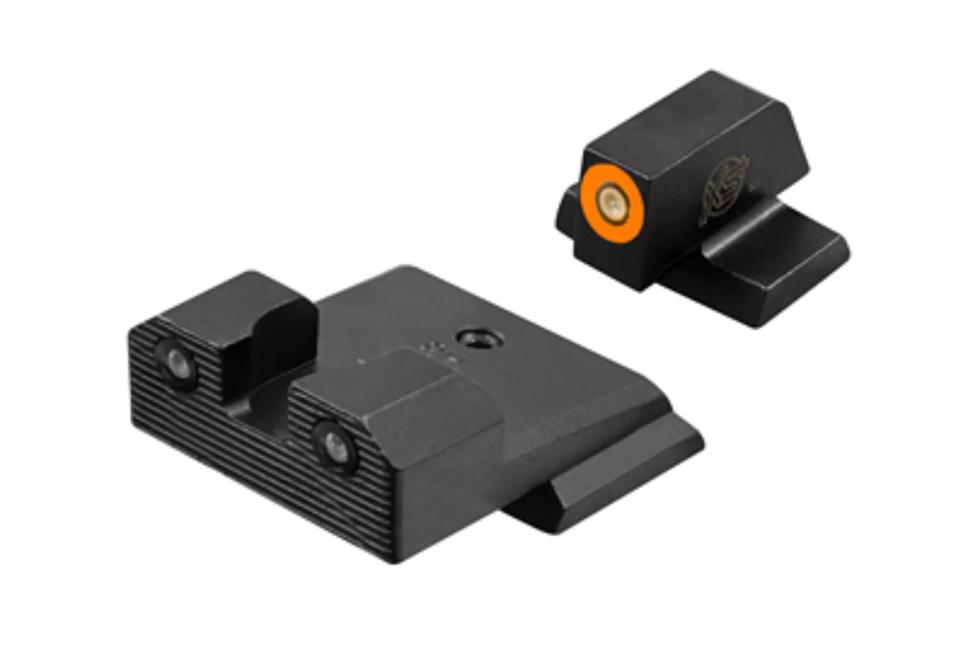 XS Sights, SW-R205P-6N R3D 2.0, Suppressor Height Night Sight, For S&W M&P OR Full Size & Compact, Orange Front Outline, Green Tritium Front/Rear