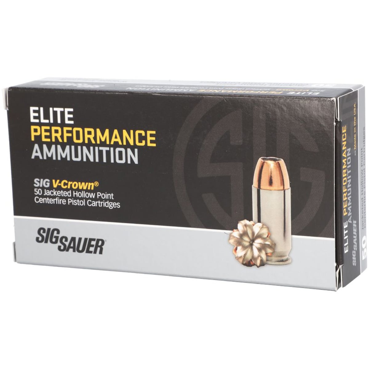 SIG Sauer SIG E40SW1-50 Elite Performance V-Crown 40 SW 165gr Jacketed Hollow Point Handgun Ammo - 50 Rounds