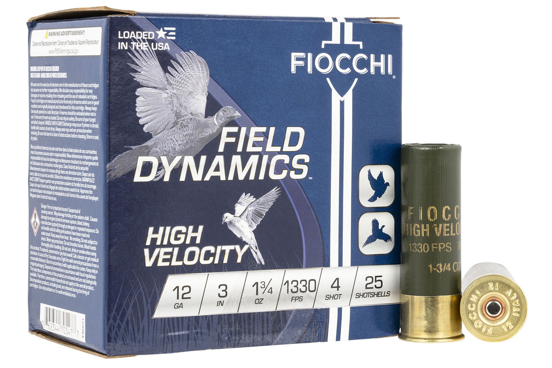 Fiocchi 123HV4 Field Dynamics High Velocity 12 Gauge 3" 1 3/4 oz 4 Shot Shotgun Ammo - 25 Rounds