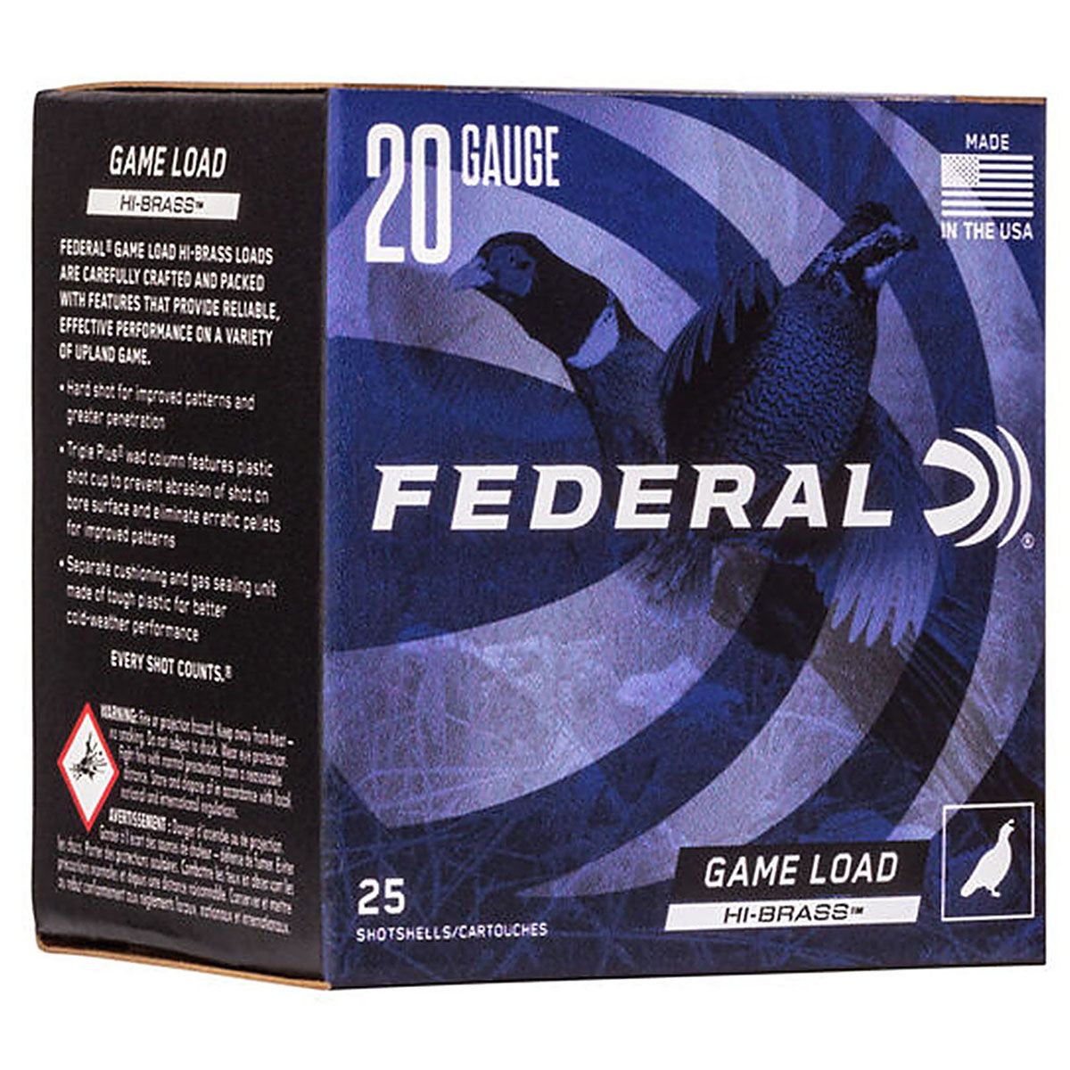 Federal Ammunition H20475 Game-Shok Upland 20 Gauge 2.75" 1 oz 7.5 Shot Shotgun Ammo - 25 Rounds