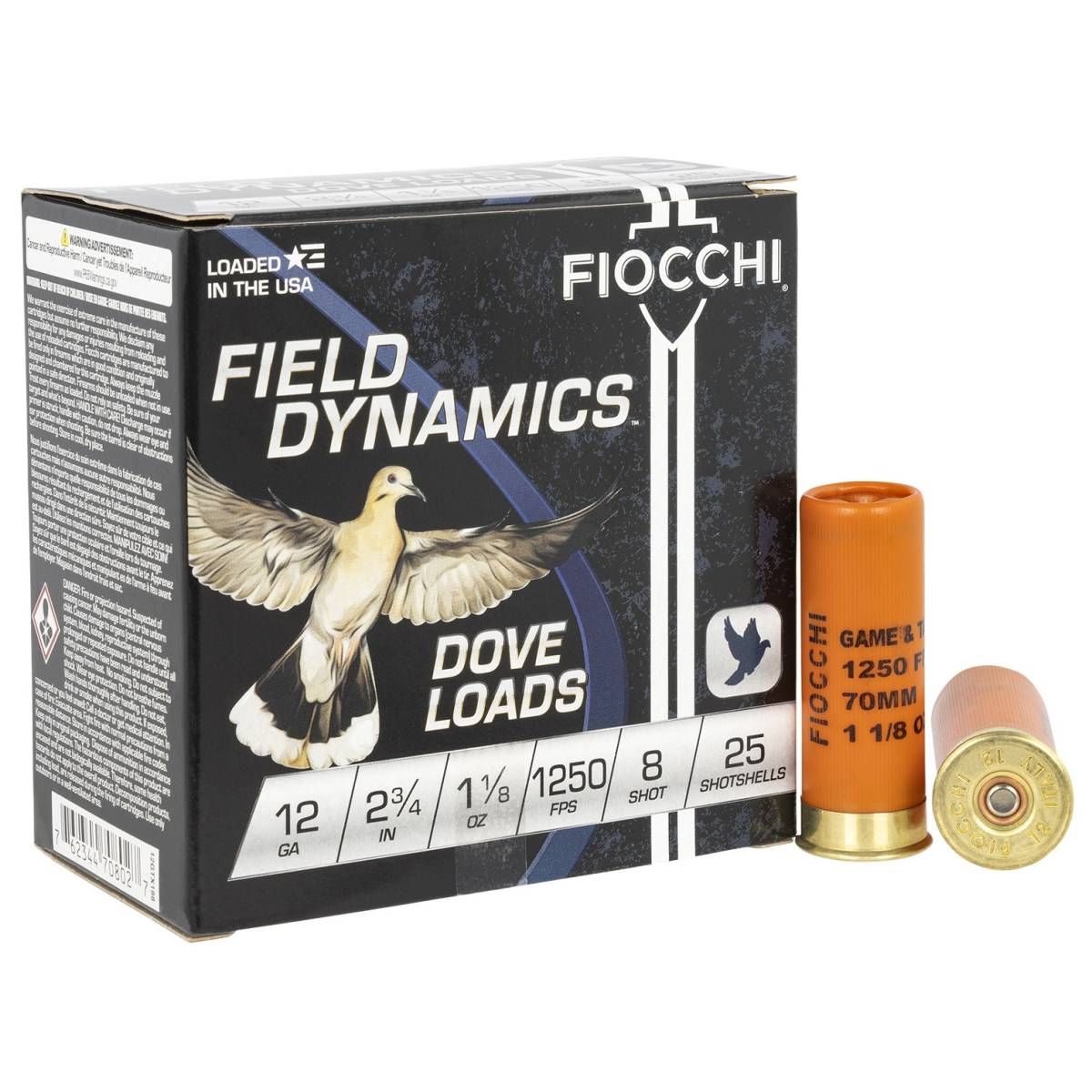 Fiocchi 12GTX188 Field Dynamics 12 Gauge 2.75" 1 1/8 oz 8 Shot Shotgun Ammo - 25 Rounds