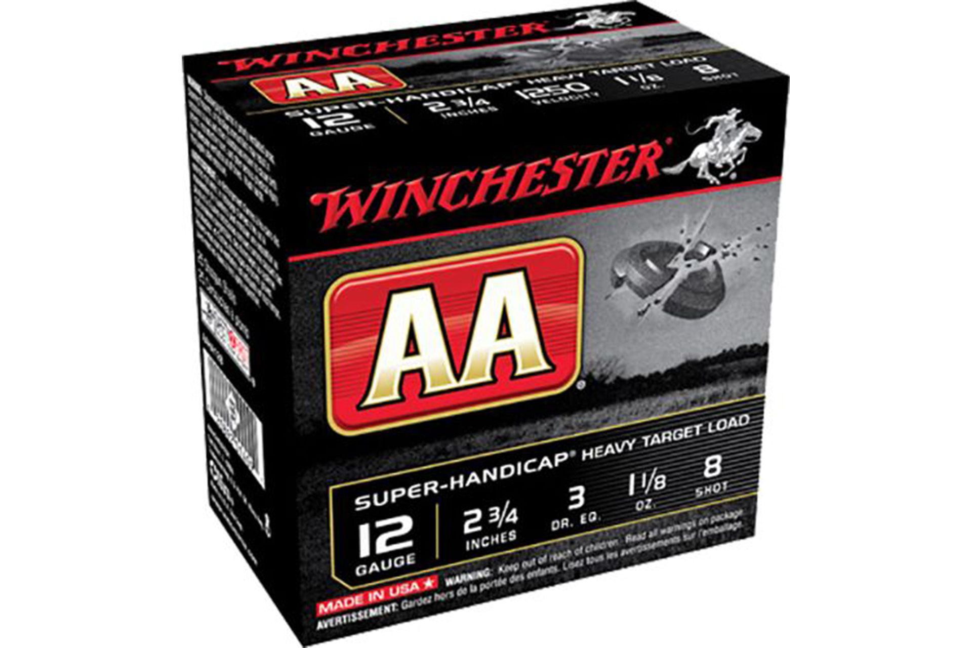 Winchester Ammo AAHA128 AA Super Handicap 12 Gauge 2.75" 1 1/8 oz 8 Shot Shotgun Ammo - 25 Rounds