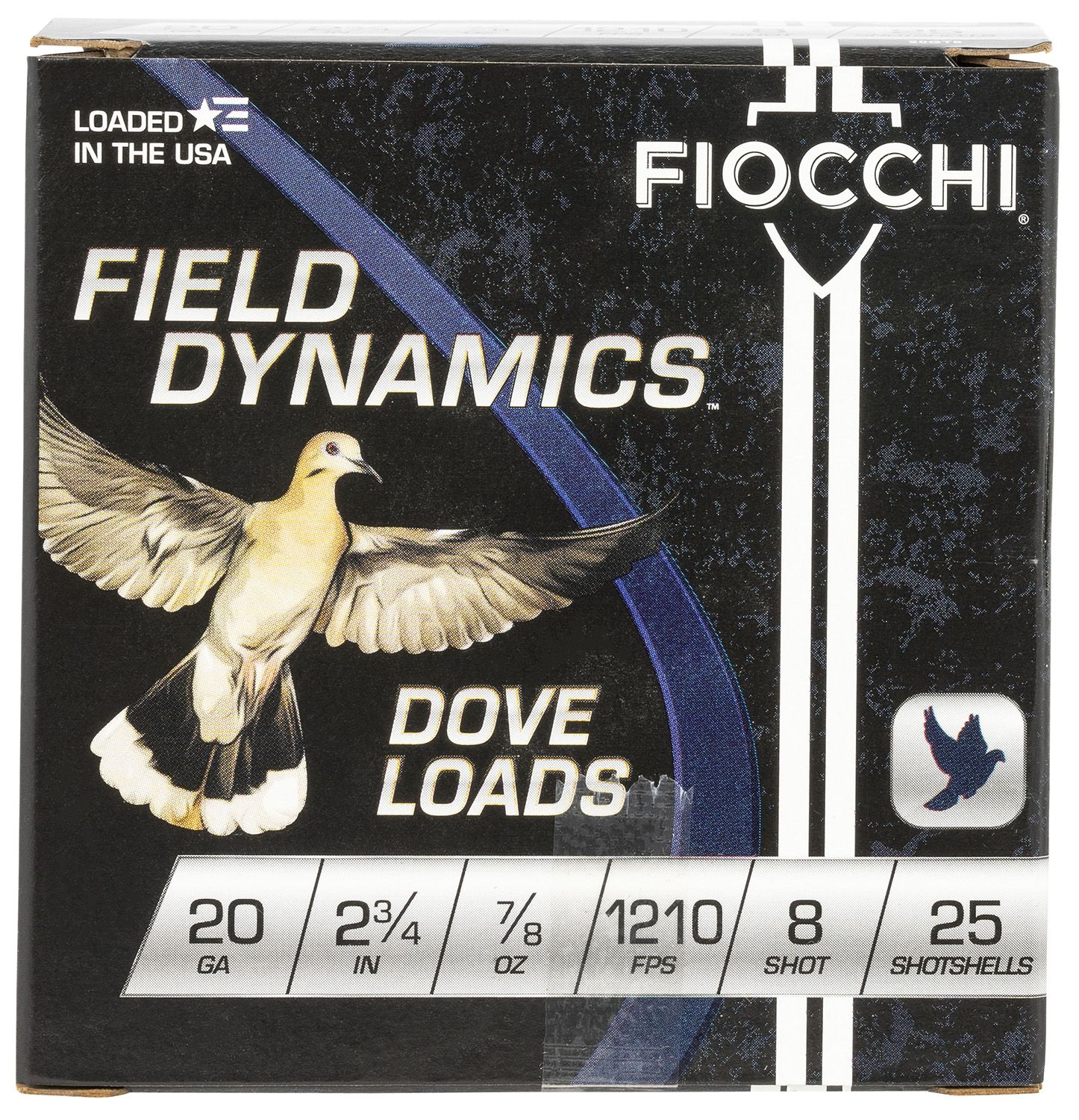 Fiocchi 20GT8 Field Dynamics Dove & Quail 20 Gauge 2.75" 7/8 oz 1210 fps 8 Shot Shotgun Ammo - 25 Rounds