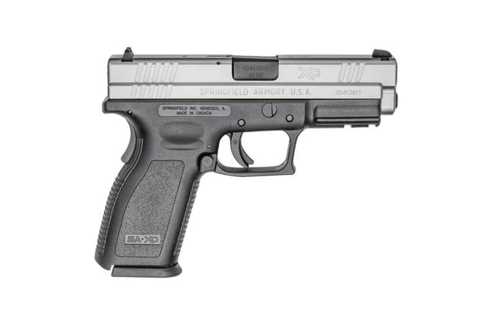 Springfield XD9302 Service CA Compliant 4" 40 S&W 10+1Rd, Black Poly Frame w/Picatinny Acc. Rail, Serrated Forged Stainless Steel Slide, Polymer Grip