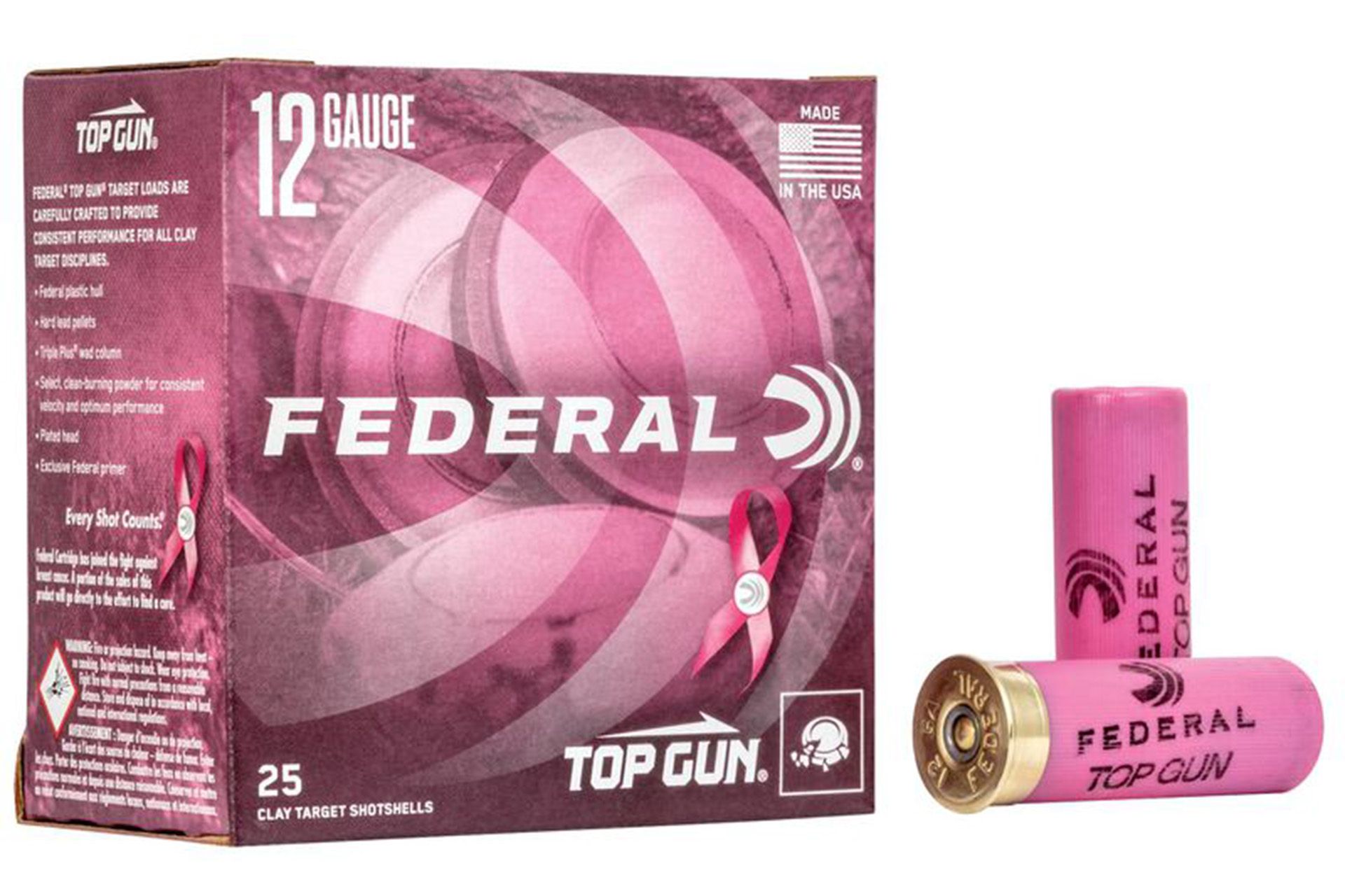 Federal Ammunition TGL12P8 Top Gun Special Edition Pink 12 Gauge 2.75" 1 1/8 oz #8 Shotgun Ammo - 250 Rounds