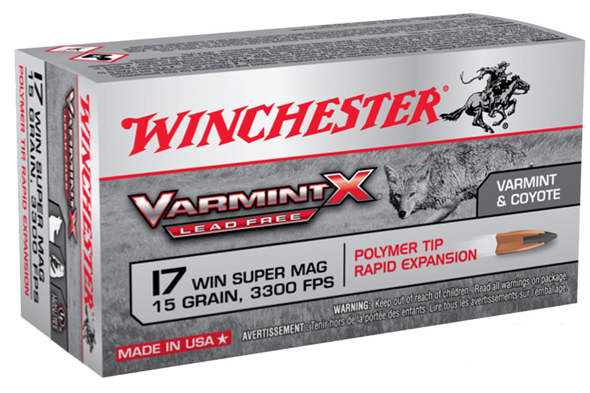 Winchester Varmint-X .17 WSM 15 GR Polymer Tip - 50Rd