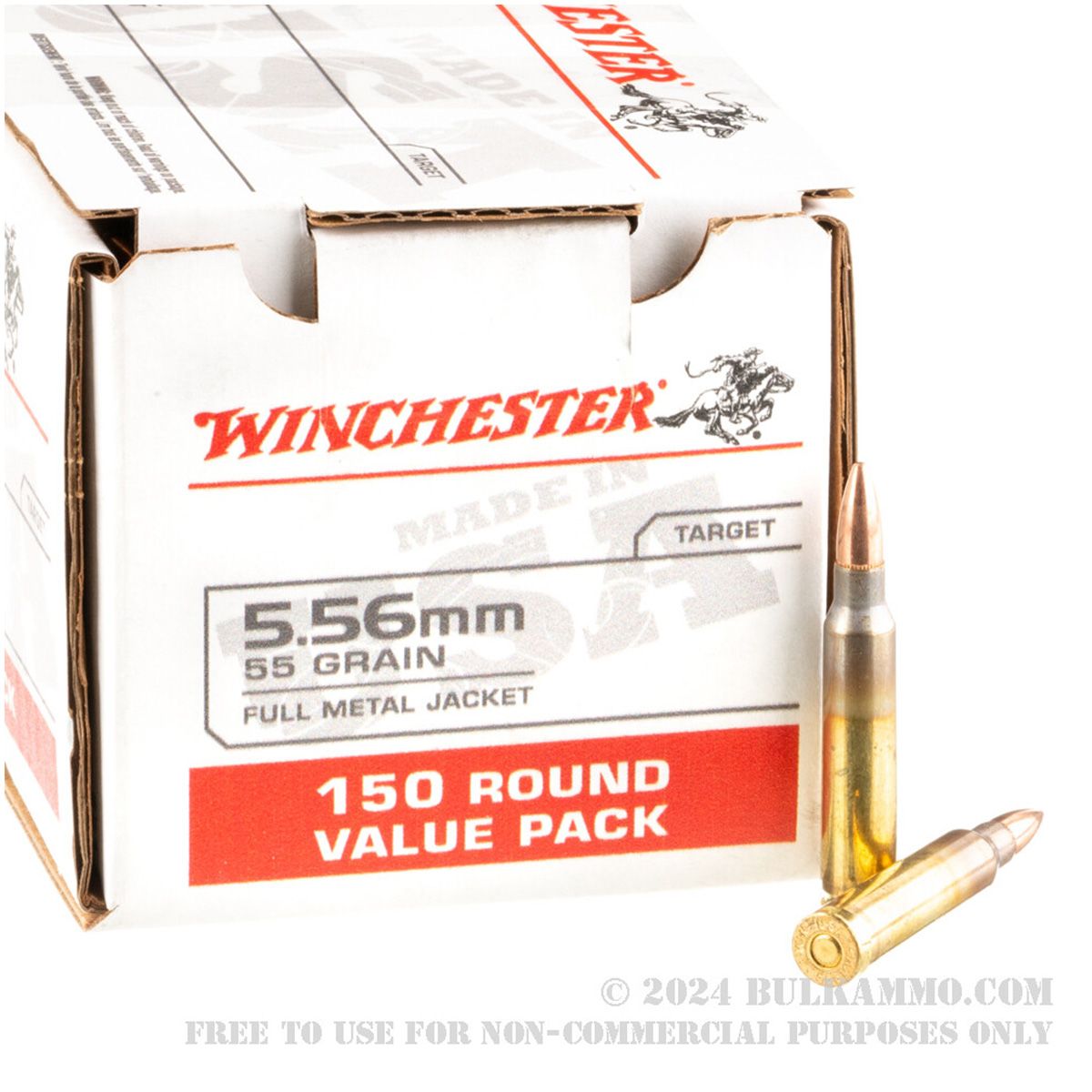 Winchester USA 5.56 Ammo 55gr FMJ Rifle Ammo - 600 Rounds
