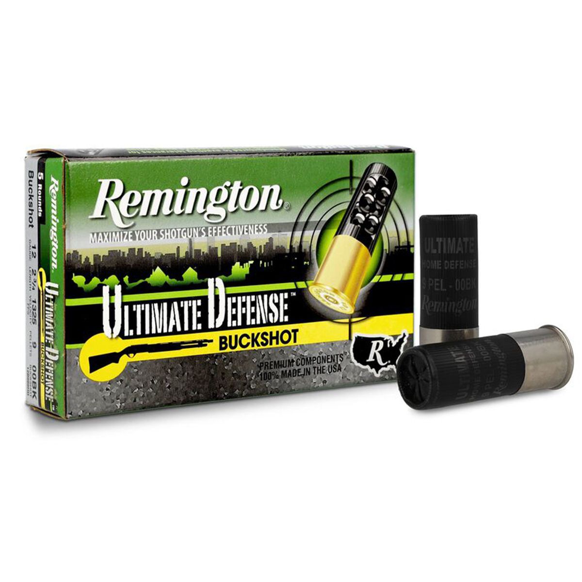 Remington Ammunition 20713 Ultimate Defense Buckshot 12 Gauge 2.75" 00 Buck Shot Shotgun Ammo - 5 Rounds