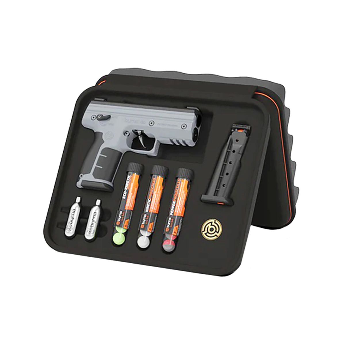 Byrna Technologies SK68300TNGKINETIC SD Kinetic Kit CO2 .68 Cal 5rd, Gray w/ Black Rubber Grips
