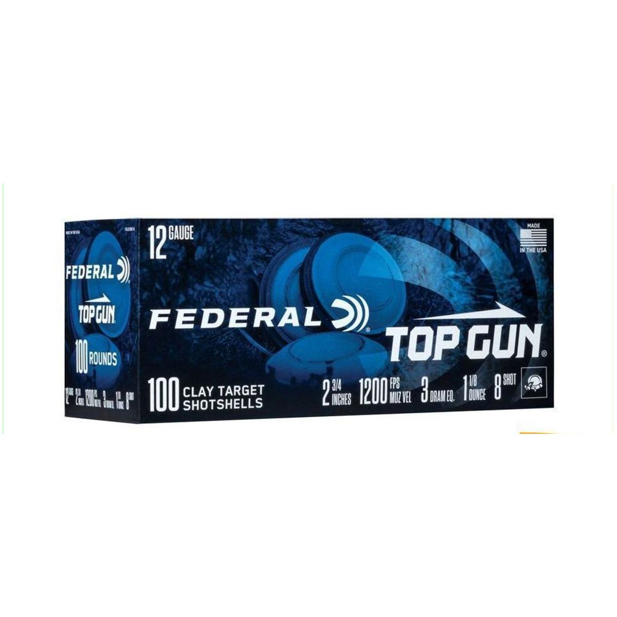 Federal TG121008 Top Gun 12 Gauge 2.75" 1 1/8 oz 8 Shot 200 Rd