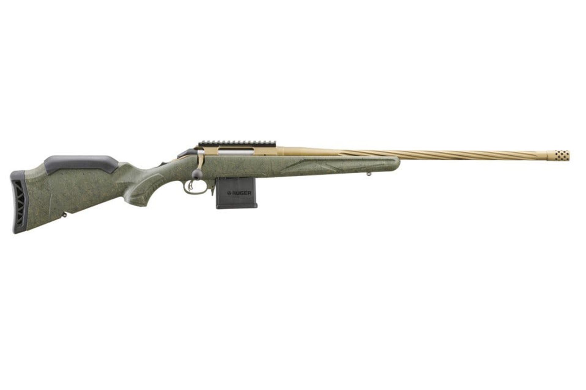 RUGER AMERICAN PREDATOR RIFLE GEN II GREEN SPLATTER / BRONZE .22 ARC 22" BARREL 10-ROUNDS