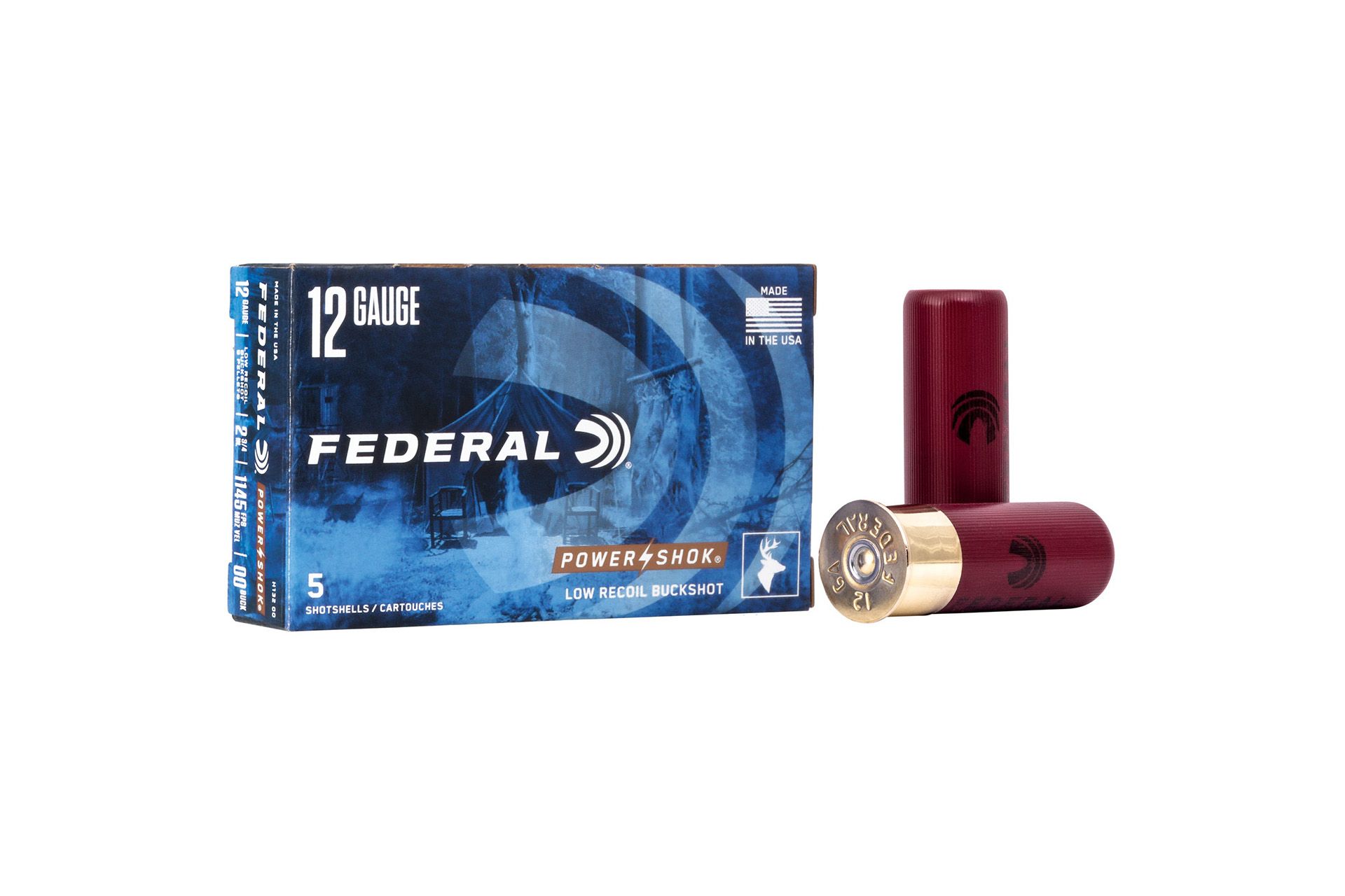 Federal Power-Shok 12 GA 00Buck-Shot 5-Rounds 2.75" Low Recoil