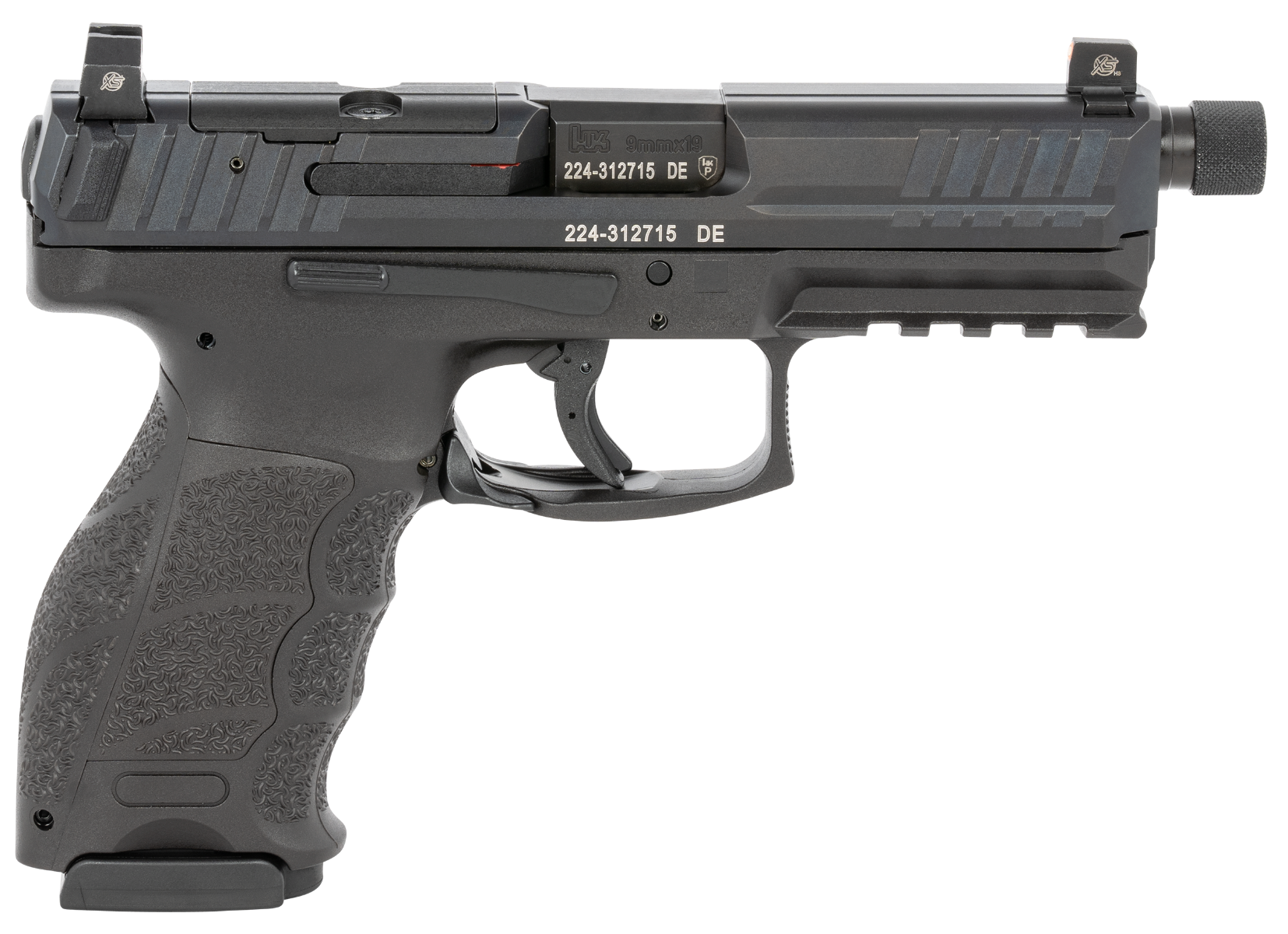 HK 81000625 VP9 Tactical 9mm Luger 17+1 4.70" Black Steel Threaded Barrel, Black Optic Ready/Serrated Slide & Polymer Frame w/Picatinny Rail & Serrated Trigger Guard Black Finger Grooved Polymer Grips Ambidextrous