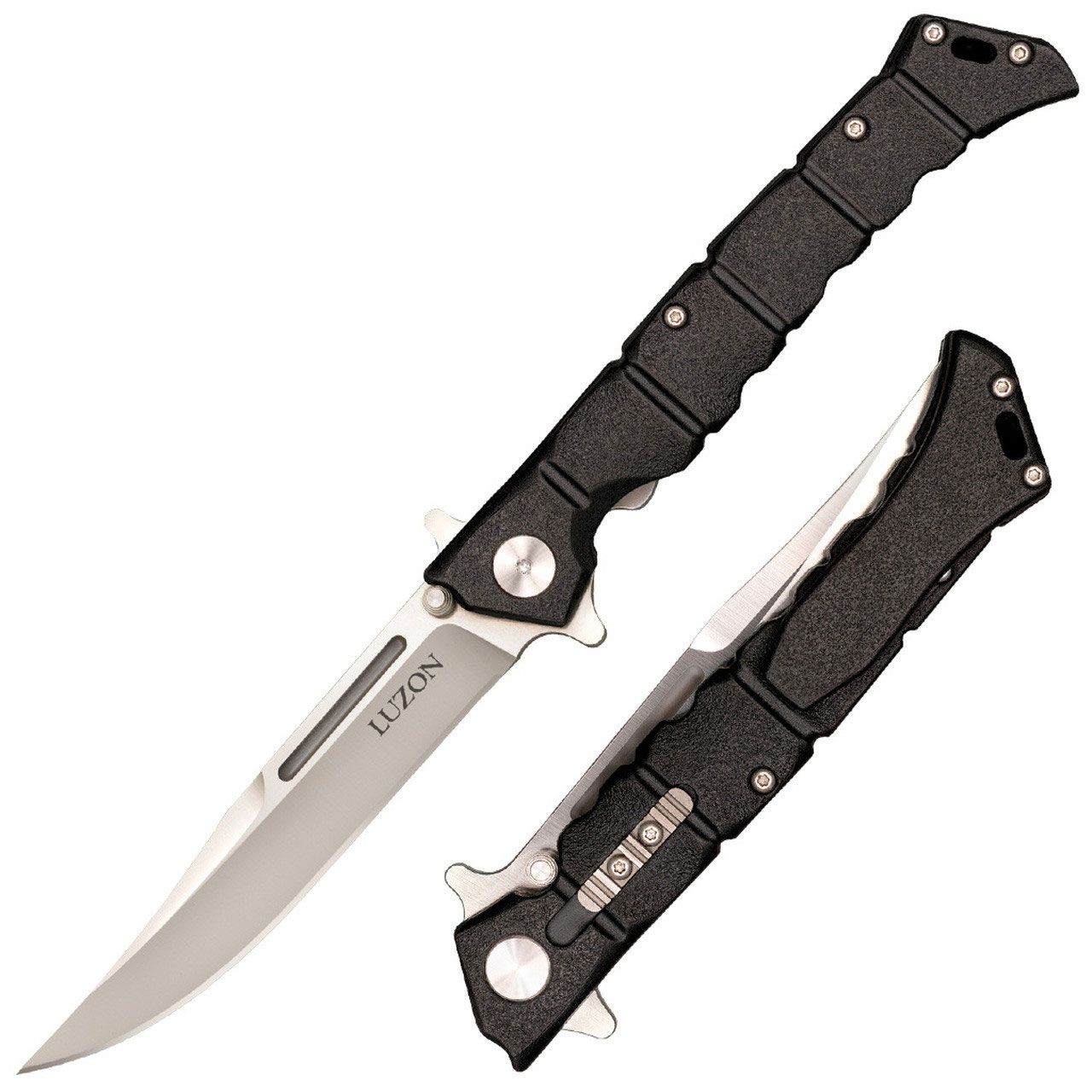 Cold Steel Luzon Flipper Folding Knife Medium, 4" Plain Blade, Black GFN Handle