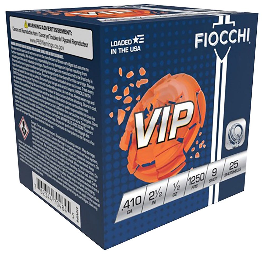 Fiocchi 410VIP9 Exacta Target VIP 410 Gauge 2.50" 1/2 oz 1250 fps 9 Shot Shotgun Ammo - 25 Rounds