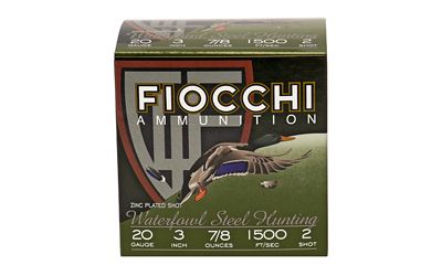 Fiocchi Ammunition Flyway Steel Waterfowl 20 Gauge 3" #2 Steel Shot Shotgun Ammo - 25 Rounds