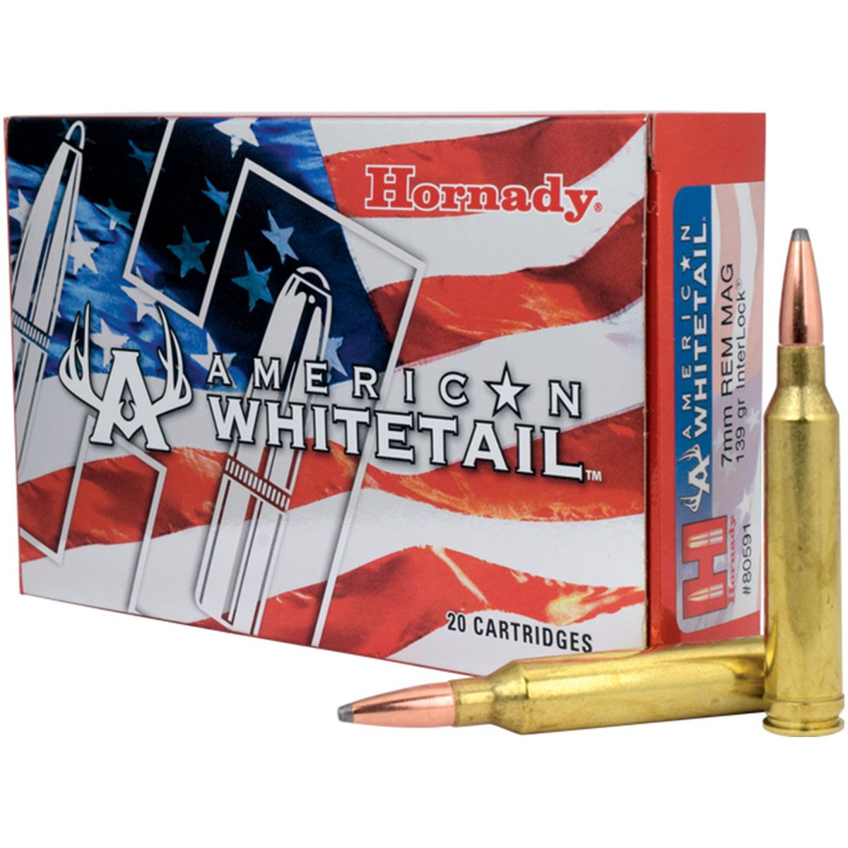 HORNADY 80591 WHITETAIL 7MM REM MAG 139GR Rifle Ammo - 20 Rounds