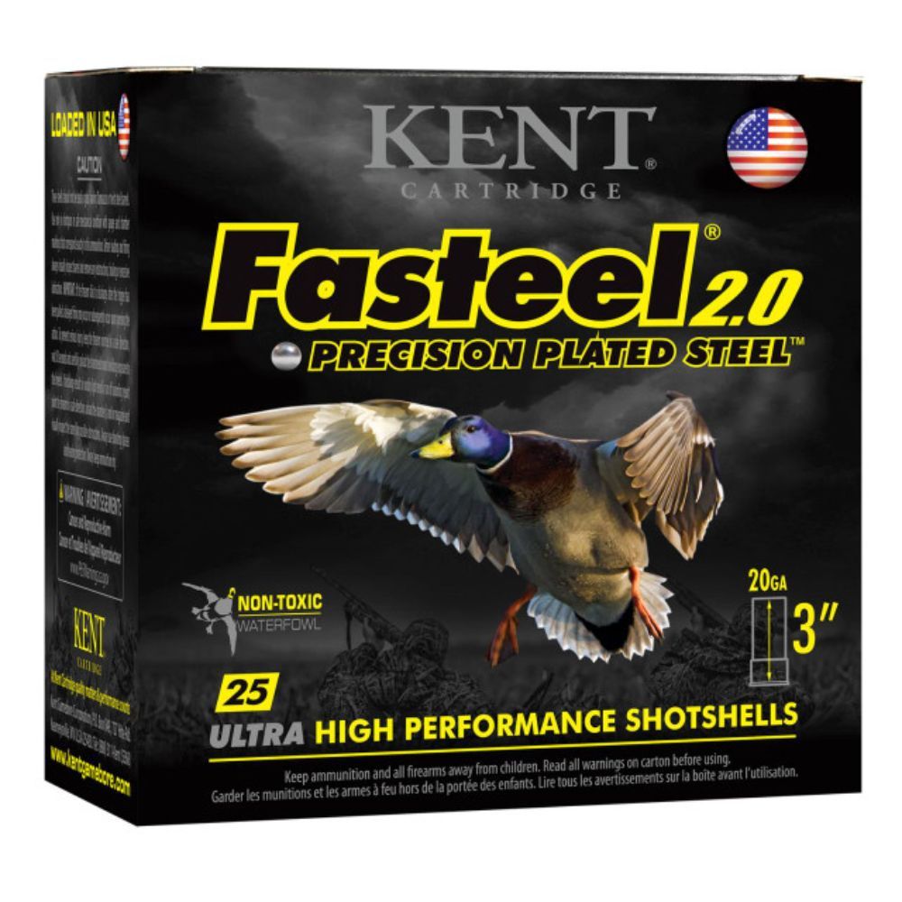 Kent Cartridge K203FS242 Fasteel 2.0 20 Gauge 3" 7/8 oz 1550 fps 2 Shot Shotgun Ammo - 25 Rounds