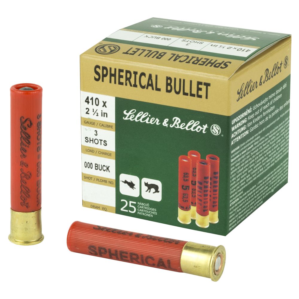Sellier & Bellot Shotshell 410 Gauge 2.5" Chamber Buckshot 3 Balls Shotgun Ammo - 25 Rounds