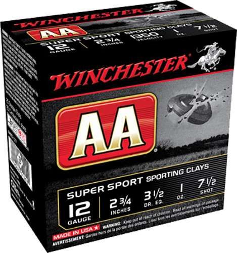 Winchester Ammo AASCL127 AA Super Sport Sporting Clay 12 Gauge 2.75" 1 oz 1350 fps 7.5 Shot Shotgun Ammo - 25 Rounds