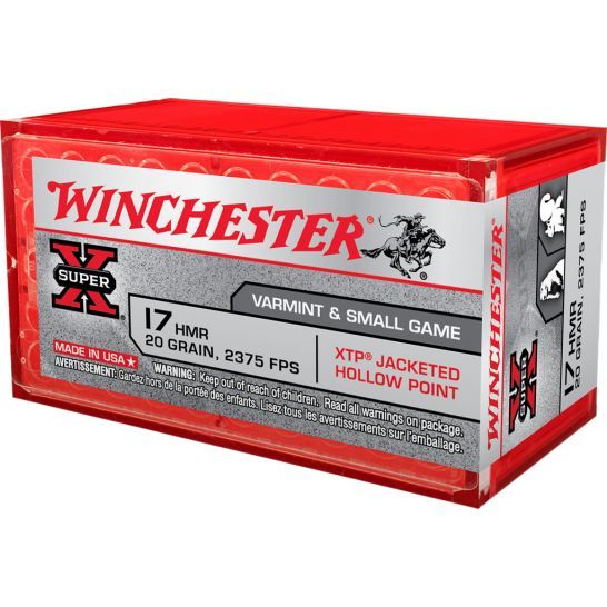 Winchester Ammo X17HMR1 Super X 17 HMR 20 gr 2375 fps Hornady XTP Hollow Point Rimfire Ammo - 50 Rounds