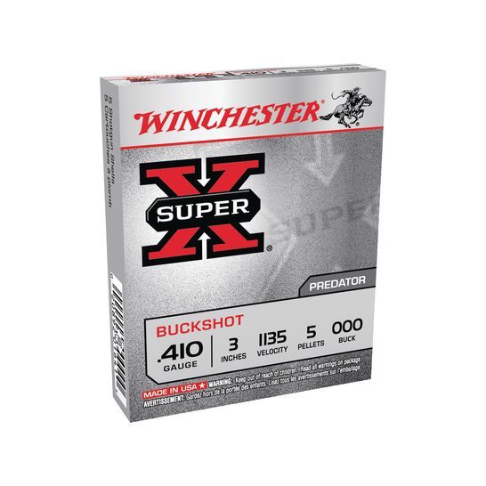 Winchester Ammo XB413 Super X 410 Gauge 3" 5 Pellets 1135 fps 000 Buck Shot Shotgun Ammo - 5 Rounds