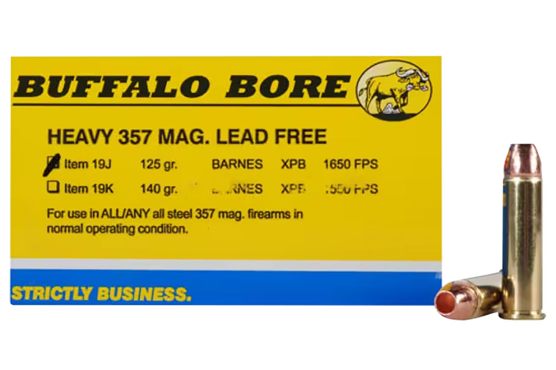 Buffalo Bore Ammunition 19J20 Buffalo-Barnes Strictly Business 357Mag 125gr Barnes VOR-TX XPB Lead Free 20 Per Box