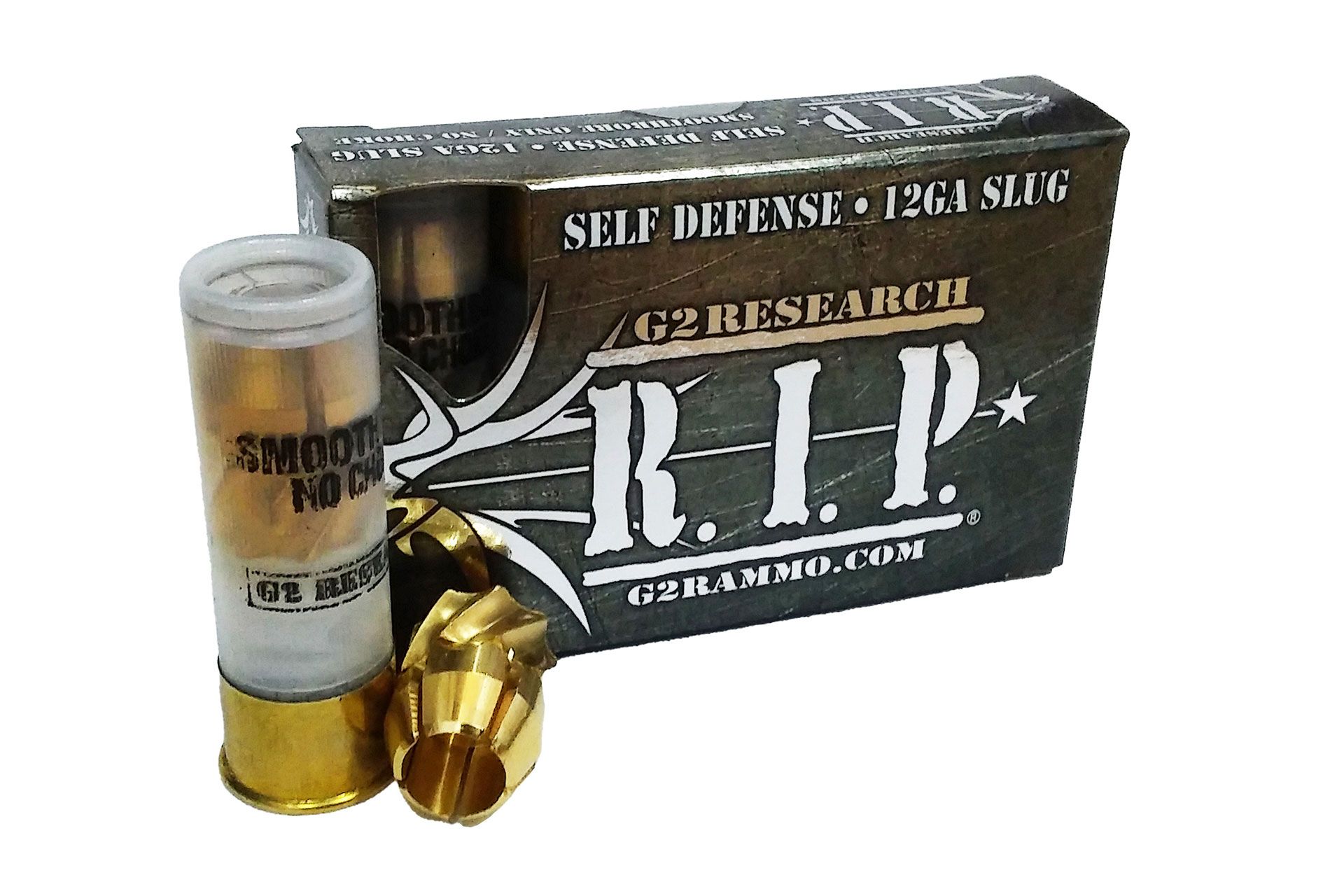 G2 Research, RIP, 12 Gauge, 2.75", Lead Free, 122 Grain, Brass Slug, 5 Round Box, California Certified Nonlead Ammunition
