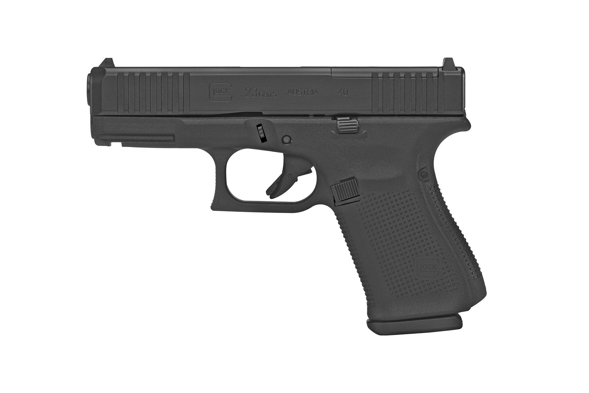 GLOCK, 23 Gen5 M.O.S., Striker Fired, Compact, 40S&W, 4.02" Marksman Barrel, Polymer Frame, Matte Finish, Black, Fixed Sights, 13Rd, 3 Magazines