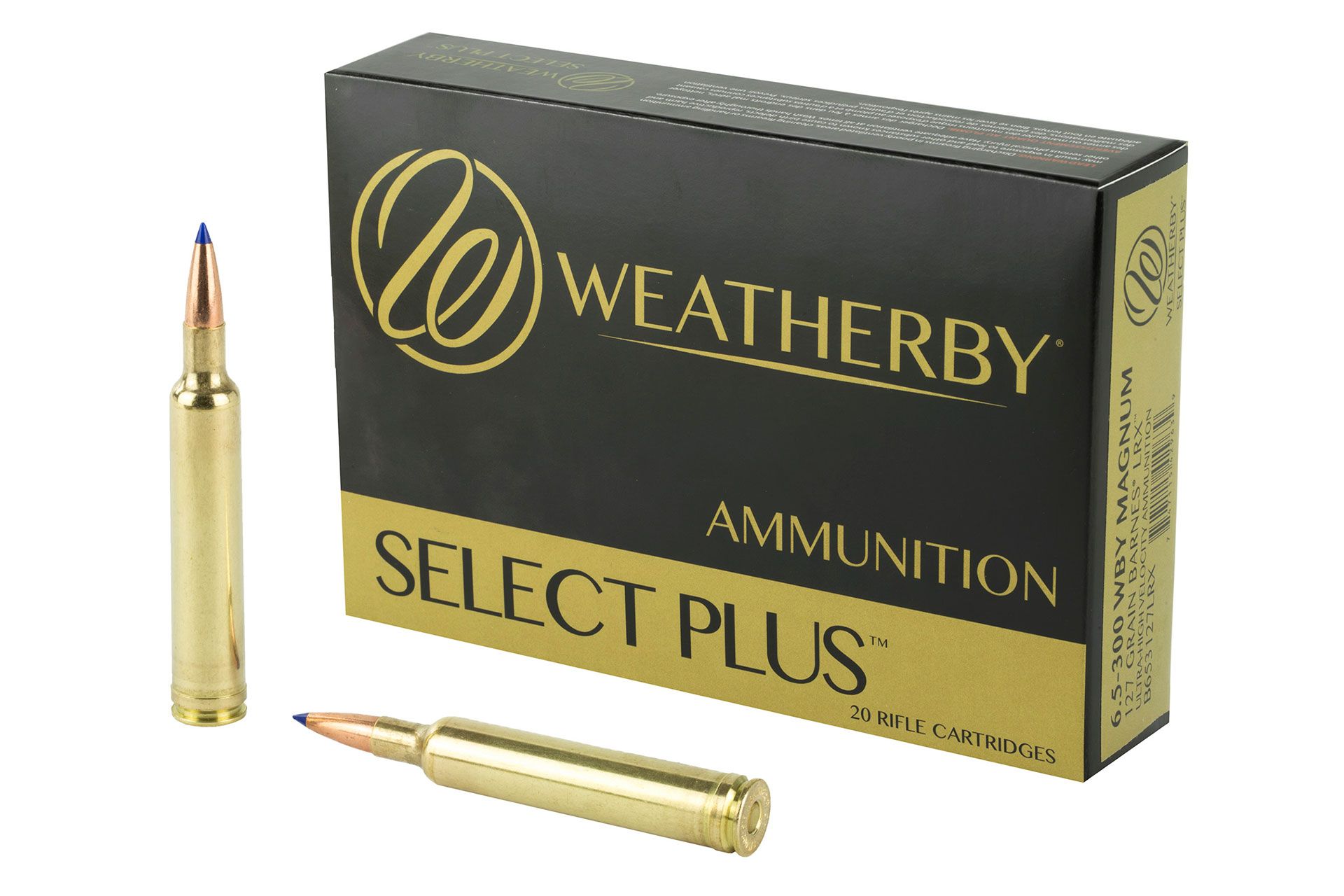Weatherby Select Plus Ammunition 6.5-300 Weatherby Magnum 127 Grain Barnes Long Range X California Certified Nonlead Ammunition Rifle Ammo - 20 Rounds