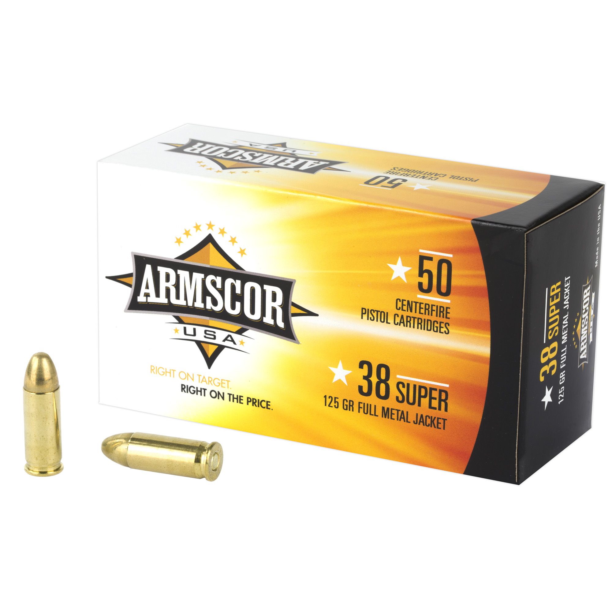 Armscor 38 Super 125 Grain Full Metal Jacket Handgun Ammo - 50 Rounds