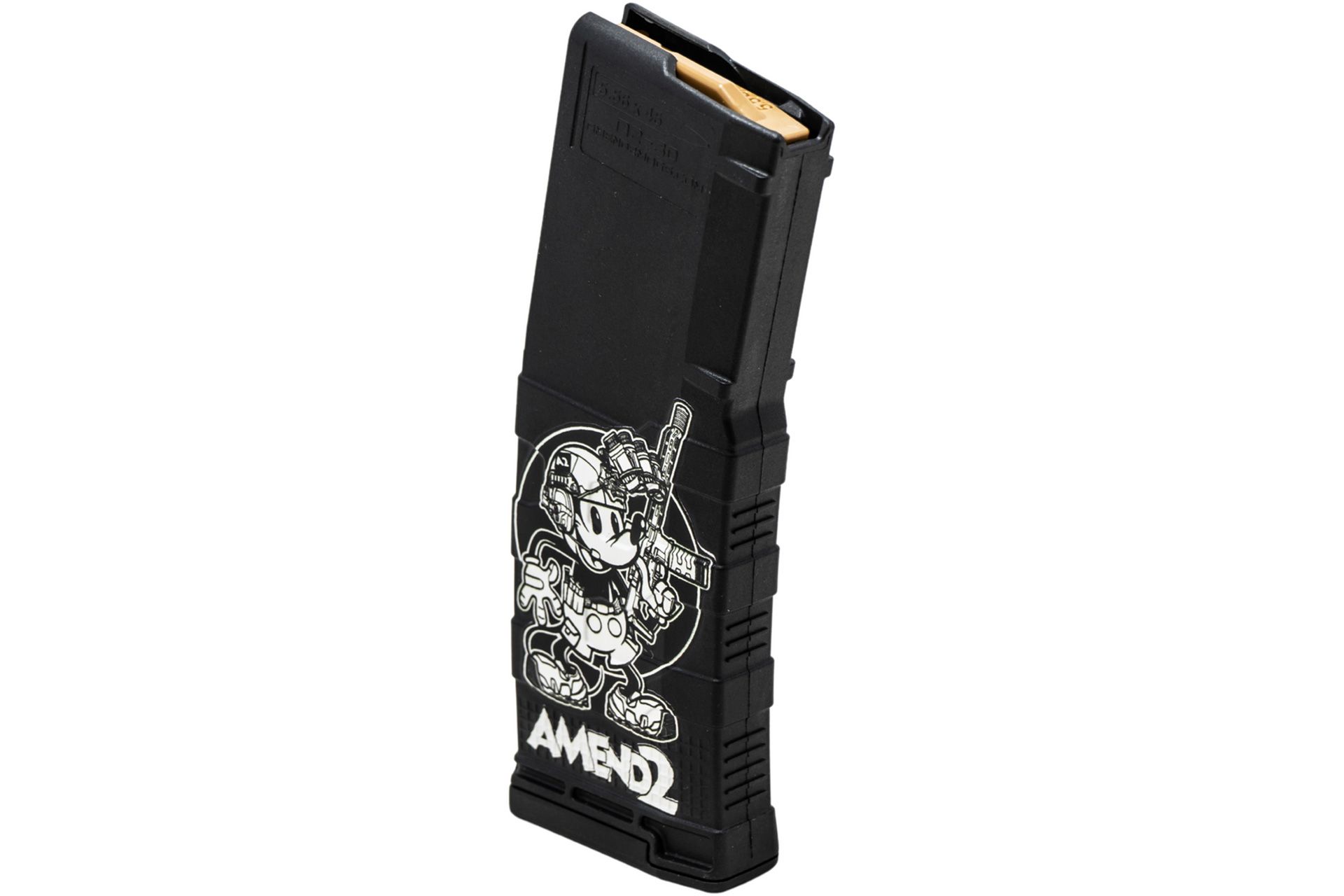 Amend2 AR-15/M4/M16 5.56x45mm NATO/.223 Remington Mod-3 Black Custom Printed Steamboat Willie 30-Round Magazine