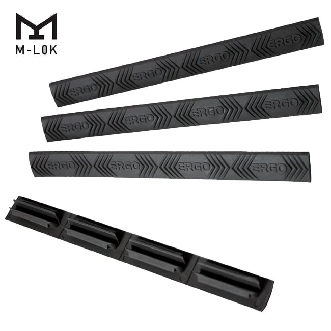 Ergo 4-Slot M-LOK WedgeLok M-LOK Logo Rail Cover 4PK Black 4332-4PK-BK-B