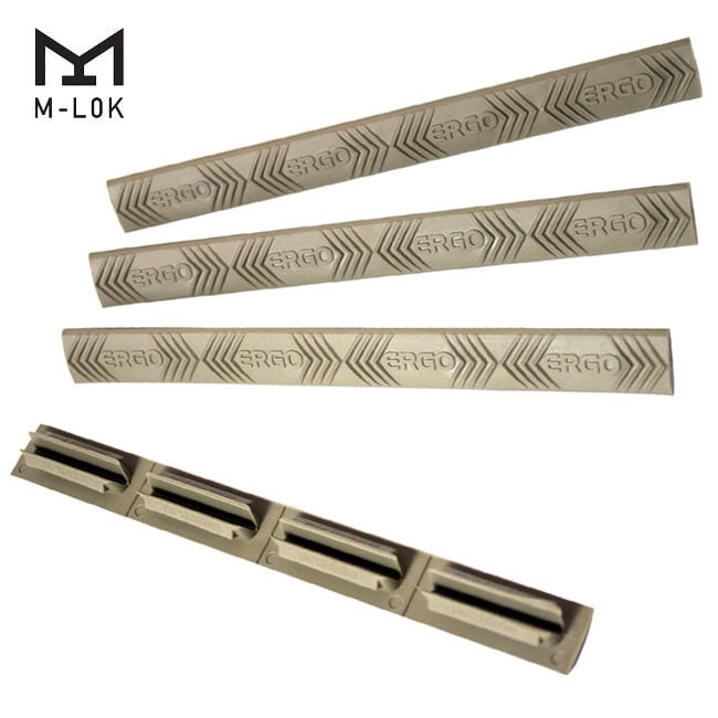 Ergo 4-Slot M-LOK WedgeLok Ergo Logo Rail Cover 4PK Dark Earth 4332-4PK-Ergo-DE